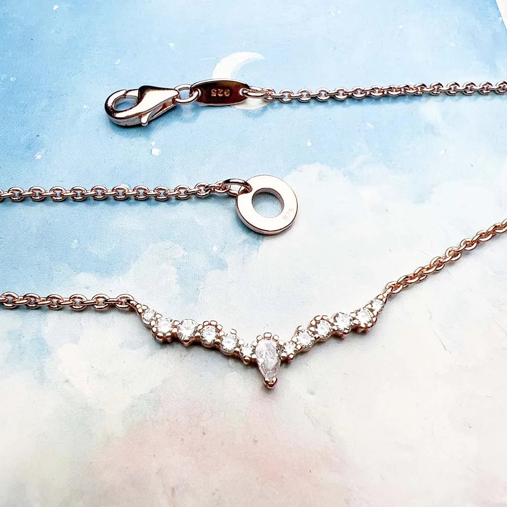 Rose Gold Necklace Ice Crystals