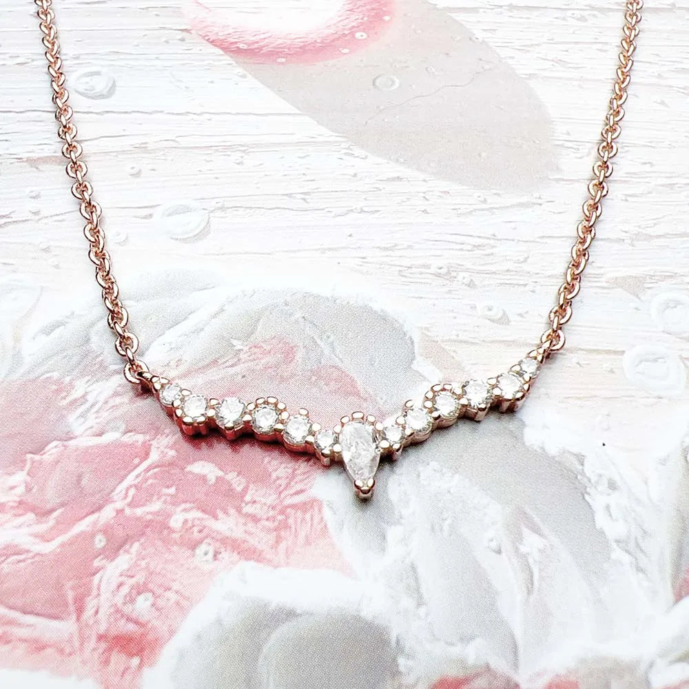 Rose Gold Necklace Ice Crystals