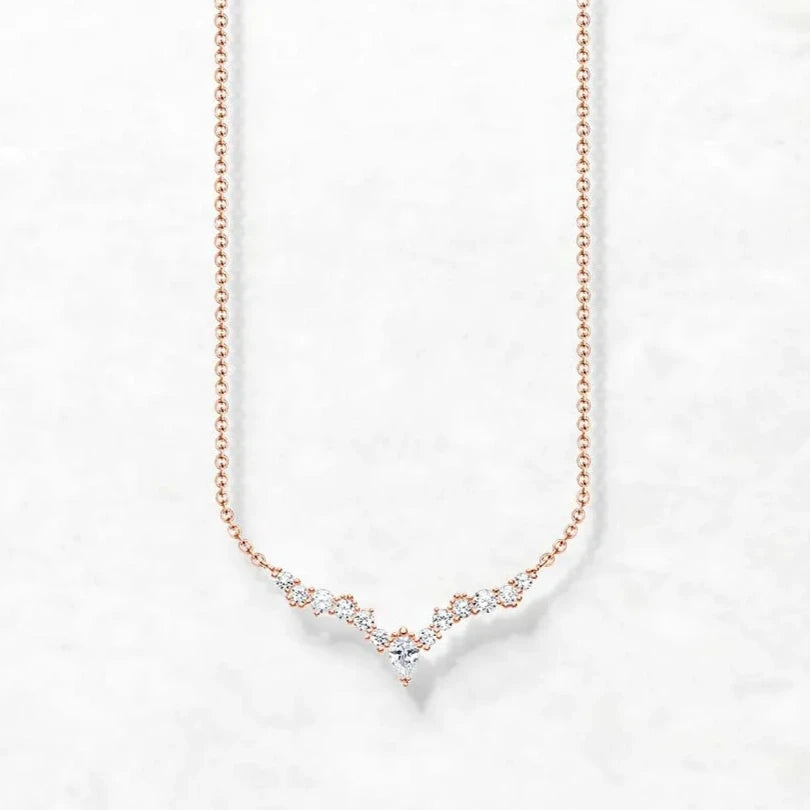 Rose Gold Necklace Ice Crystals